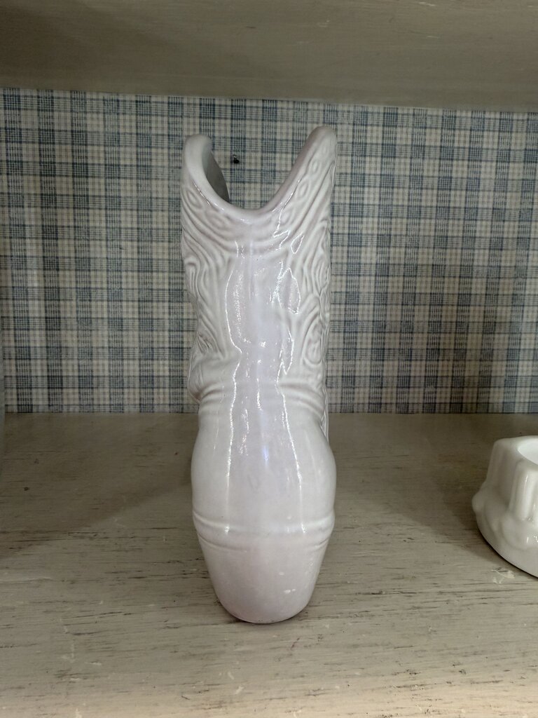 Frankoma Whitewashed Ceramic Wall Hanging Cowgirl Boot