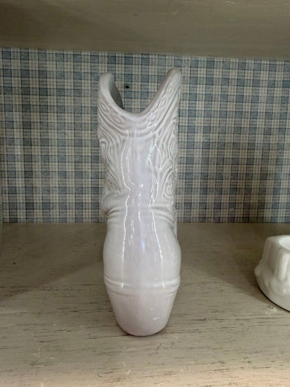 Frankoma Whitewashed Ceramic Wall Hanging Cowgirl Boot