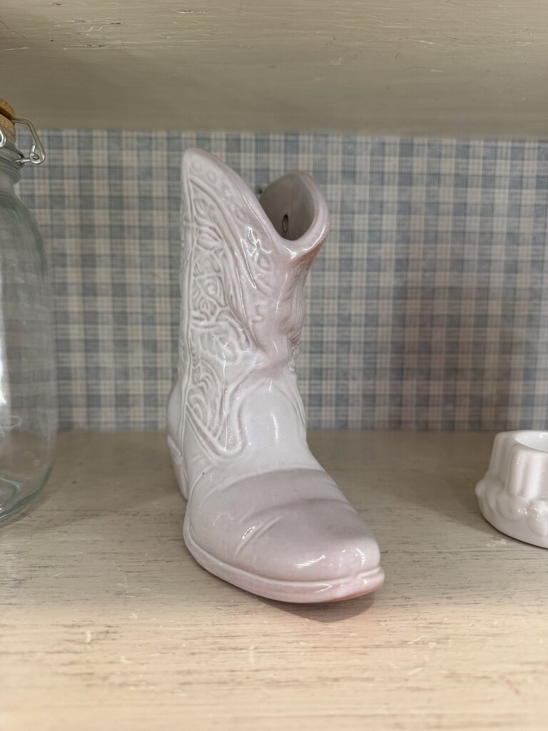Frankoma Whitewashed Ceramic Wall Hanging Cowgirl Boot