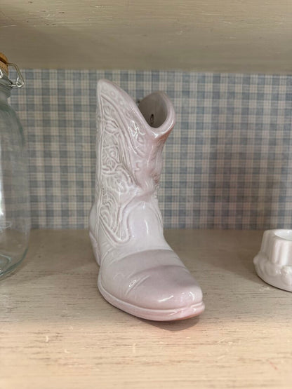 Frankoma Whitewashed Ceramic Wall Hanging Cowgirl Boot
